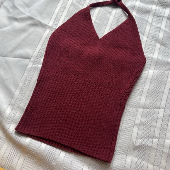Vintage Wet Seal Y2K Ribbed Red Halter Top Size XS Boho Festival Crop Tank Top - Picture 1 of 12